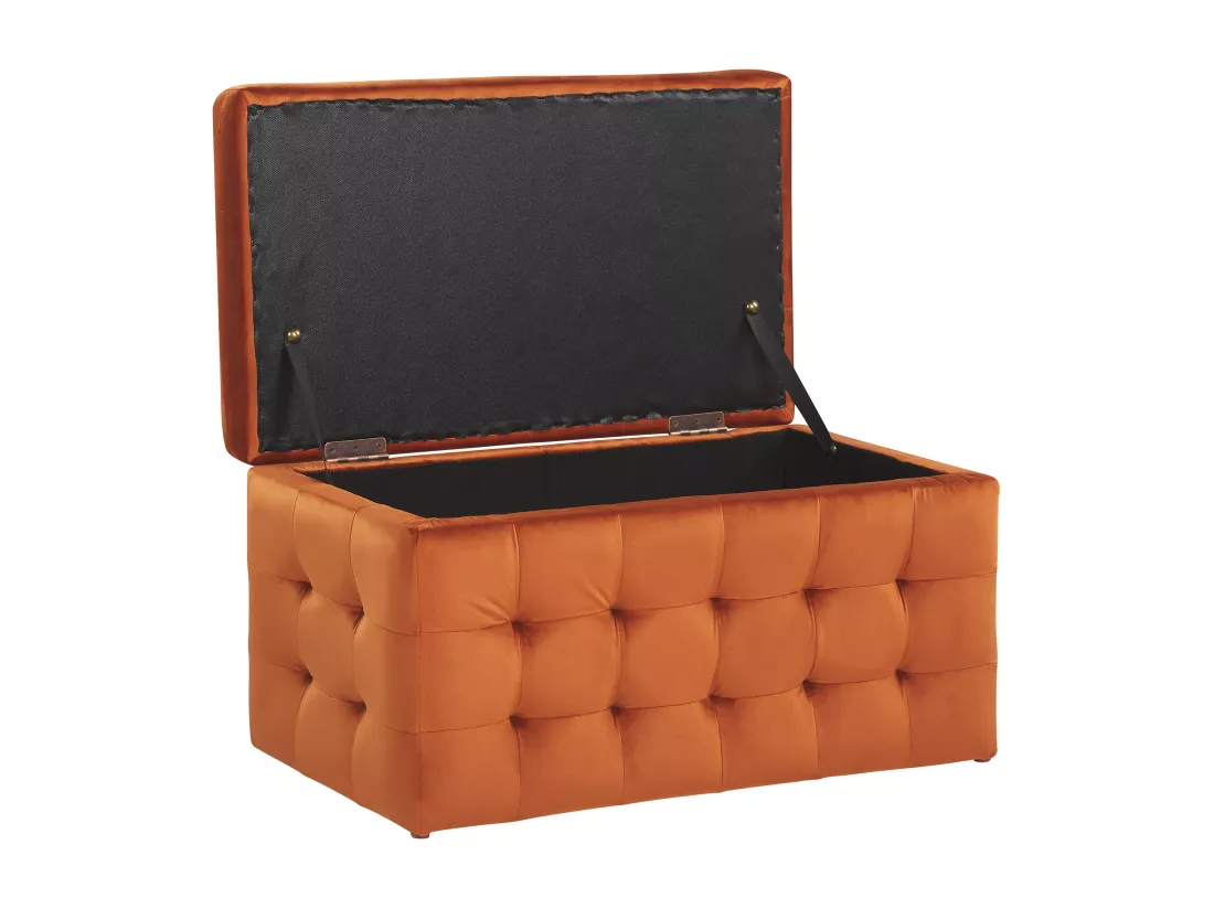 Pouf de rangement MICHIGAN Velours Orange