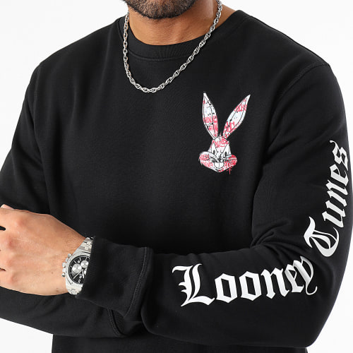 Sweat Crewneck Sleeves Bugs Bunny Graffiti Pink Noir