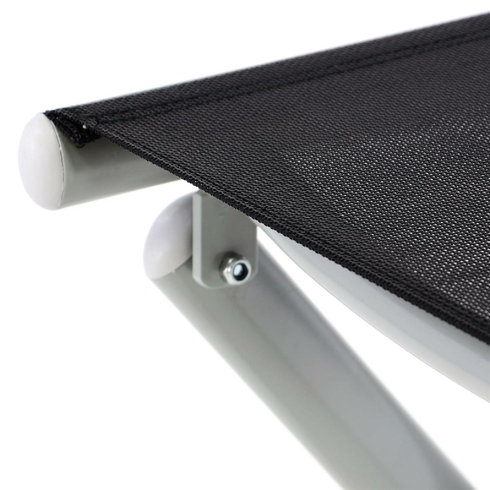 VCM Alu Hocker klappbar Sitzhocker - Textilene schwarz Rahmen hellgrau - Sitzhocker