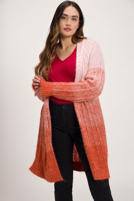 Strickjacke, Farbverlauf, A-Linie, V-Ausschnitt