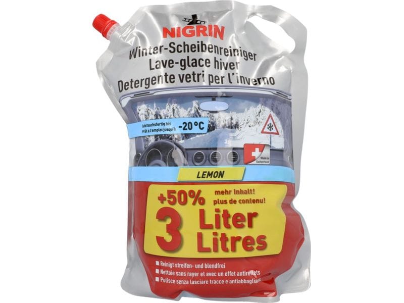 NIGRIN Winter-Scheibenreiniger Lemon Air, 3 l Scheibenreiniger für streifenfreie und blendfreie Reinigung bis -20 °C