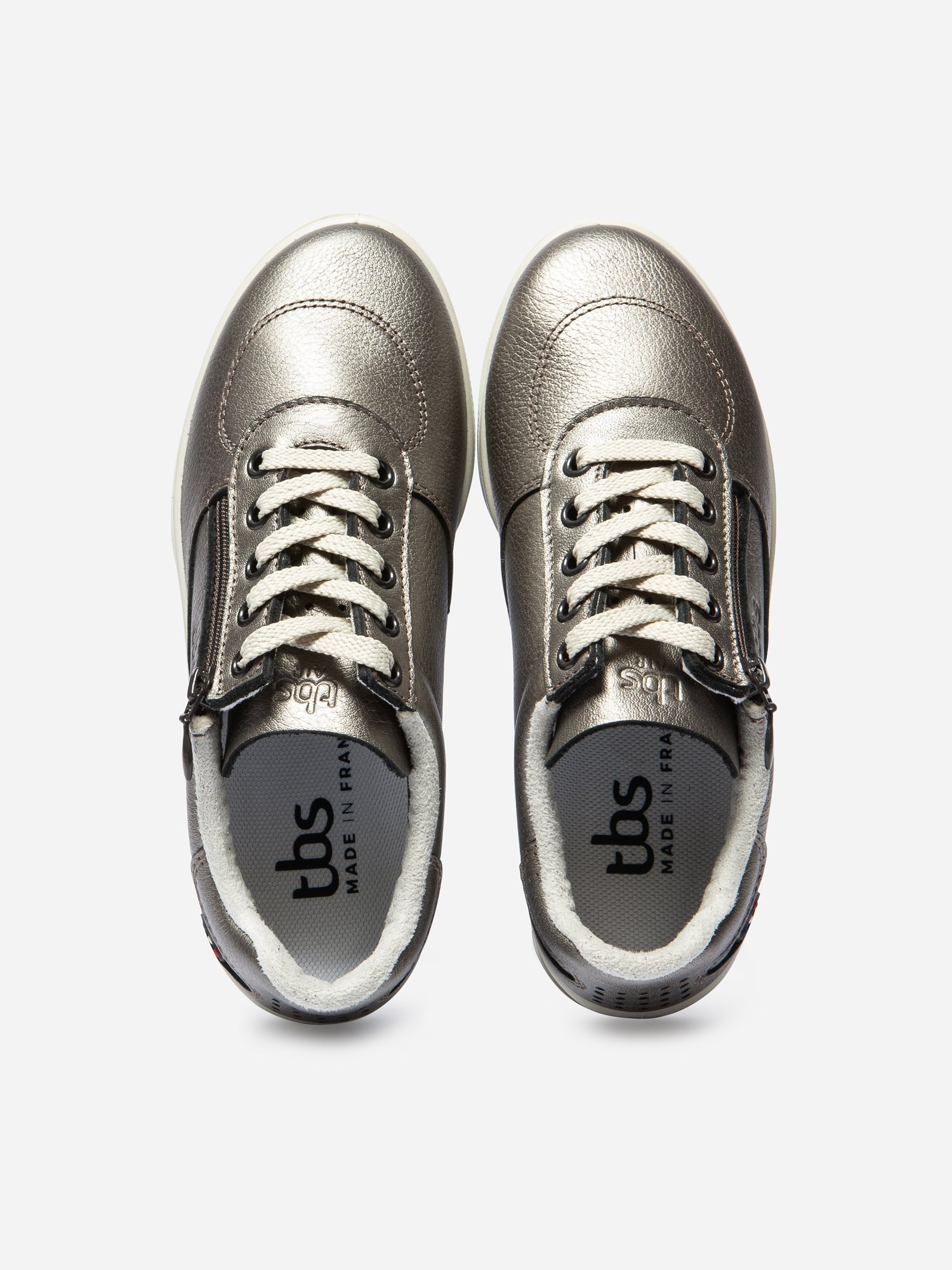 Baskets Zippées Femme Fabriquées en France Cuir Gris