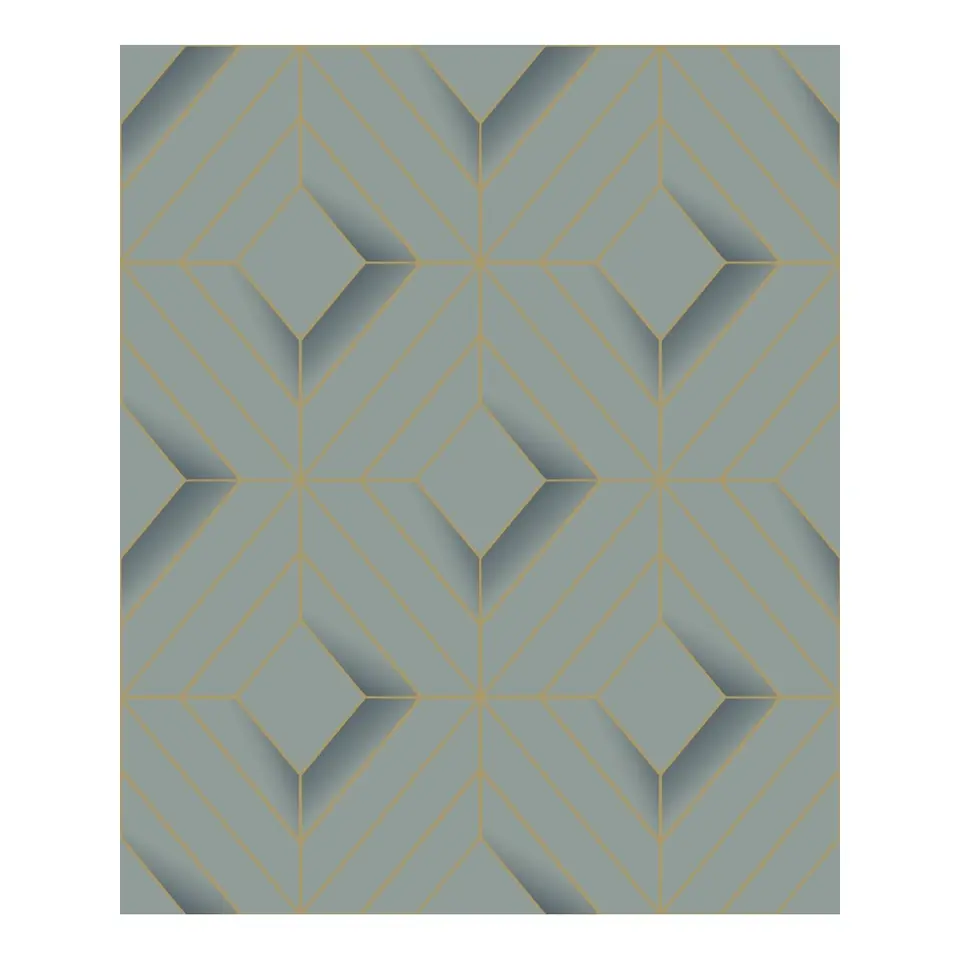 Dutch Wallcoverings - Galactik ruit groen/goud - 0,53x10,05m