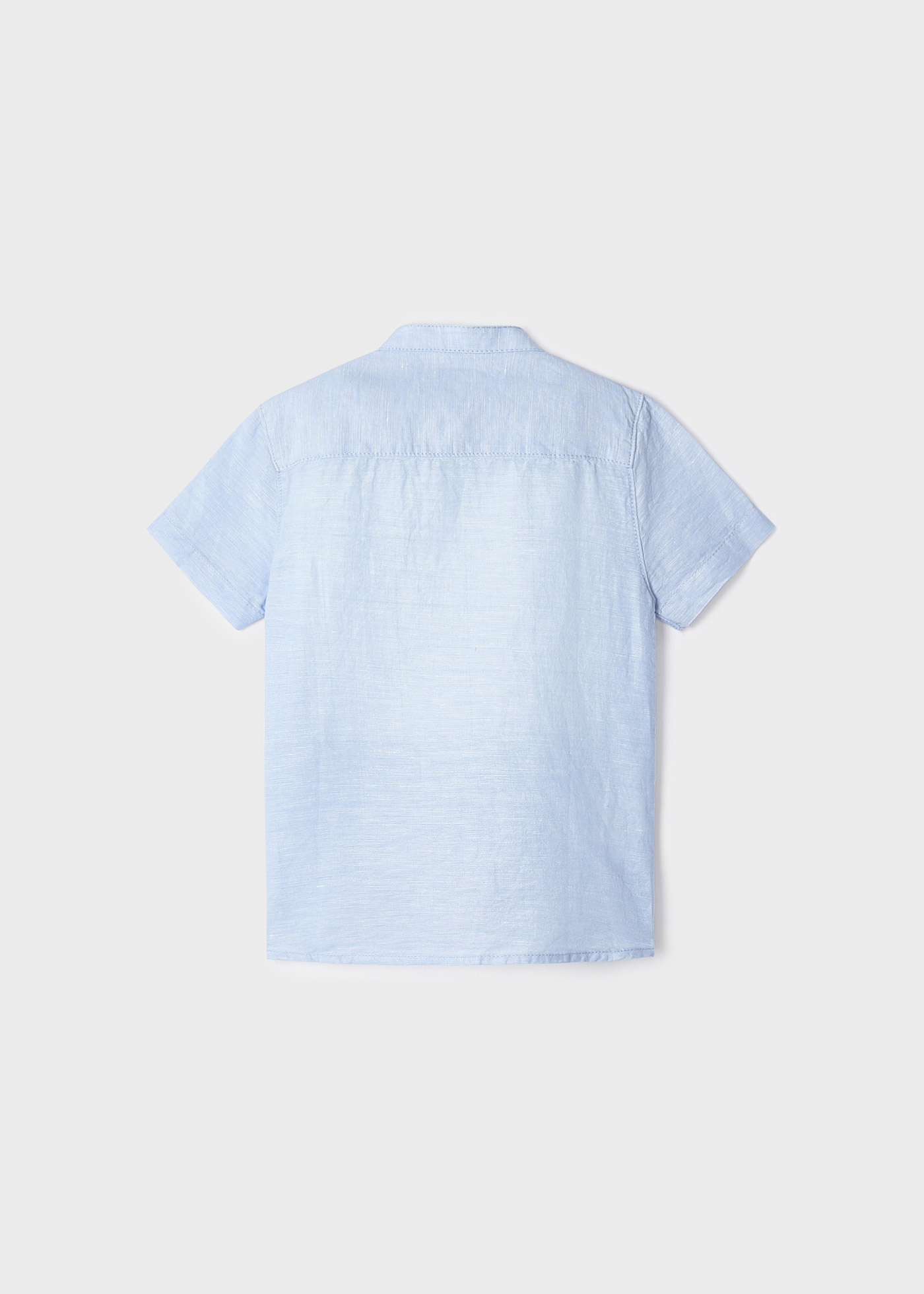 Camisa de linho de manga curta com gola mandarim para meninos