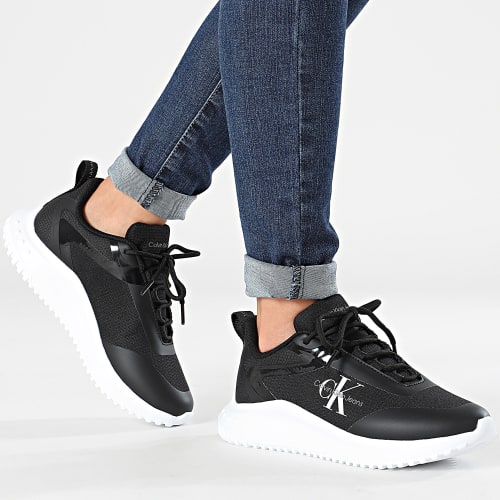 Baskets Femme Eva Runner Low Lace Mix 1442 Black Bright White