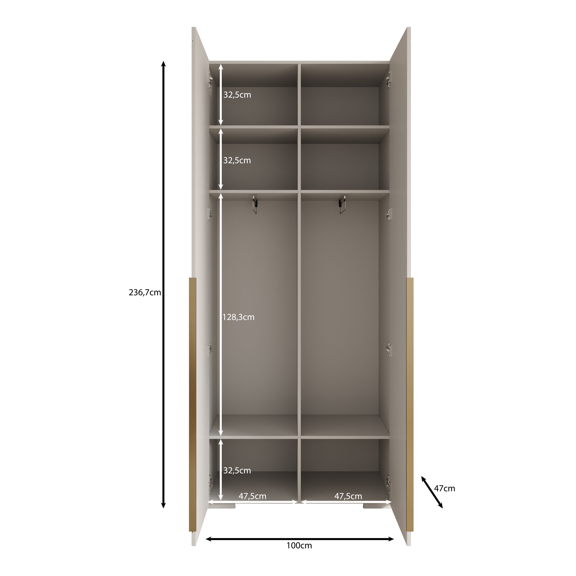 Mayfair - Kledingkast 2-deurs - Wit - 100x47x237 cm