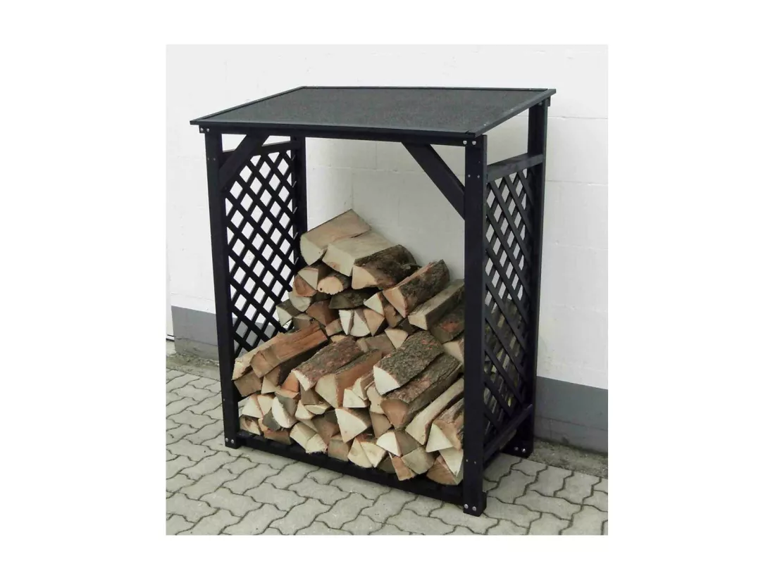 Bûcher treillis en bois Black edition