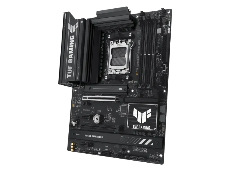 ASUS TUF GAMING B850-PLUS WIFI - Bundkort - ATX - Socket AM5 - AMD B850 Chipset - USB-C 3.2 Gen 2x2, USB-C 3.2 Gen2, USB 3.2 Gen 2, USB 3.2 Gen 1 - 2.5 Gigabit LAN, Wi-Fi 7, Bluetooth - onboard grafik (CPU påkrævet) - HD Audio (8-kanaler)