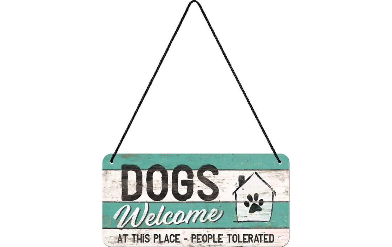 Schild Dogs Welcome 20 x 10 cm, MetallRustikales Hängeschild