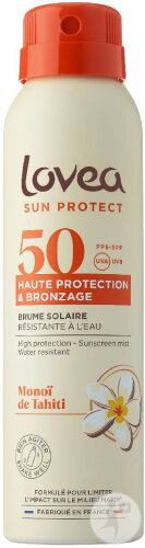 Lovea Brume Solaire IP50 Haute Protection&Bronzage Monoï De Tahiti 150ml