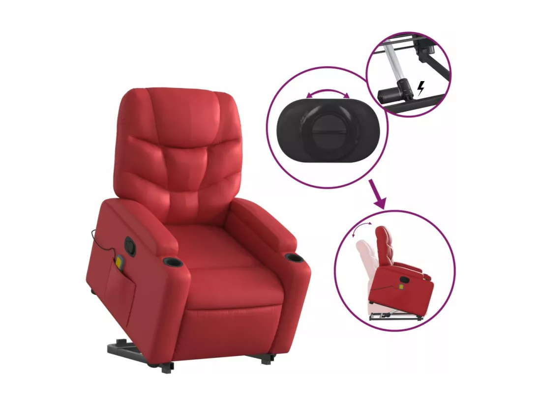 Fauteuil inclinable massant Rouge Similicuir