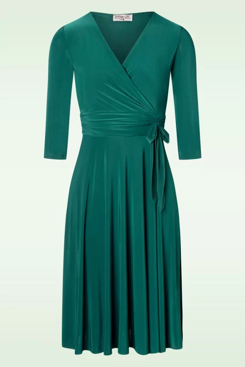 Vintage Chic for Topvintage Aria swing jurk in bosgroen