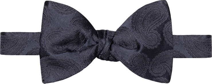 ETON Navy Blue Solid Silk Bow Tie - Self Tied Blå