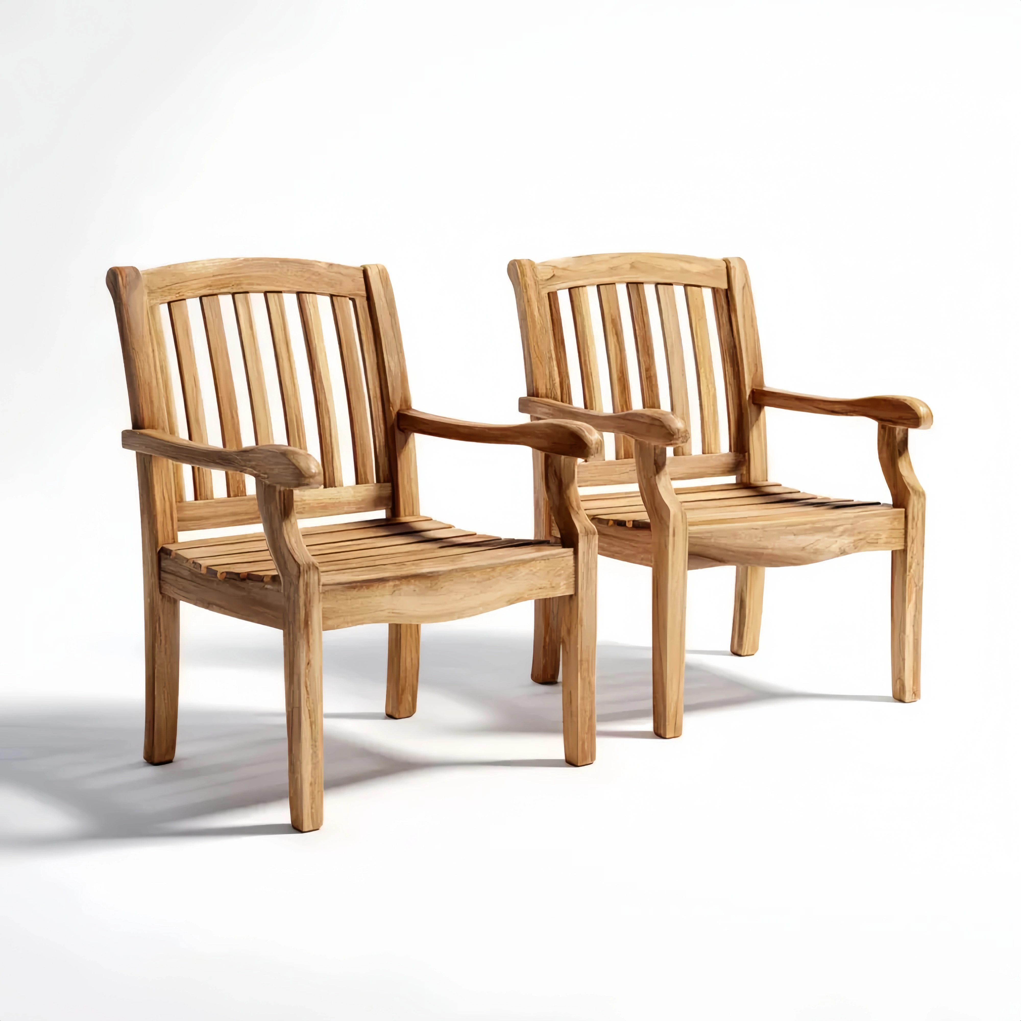 Gartenstühle Set 2-teilig Teakholz 60x62x92 cm Natur