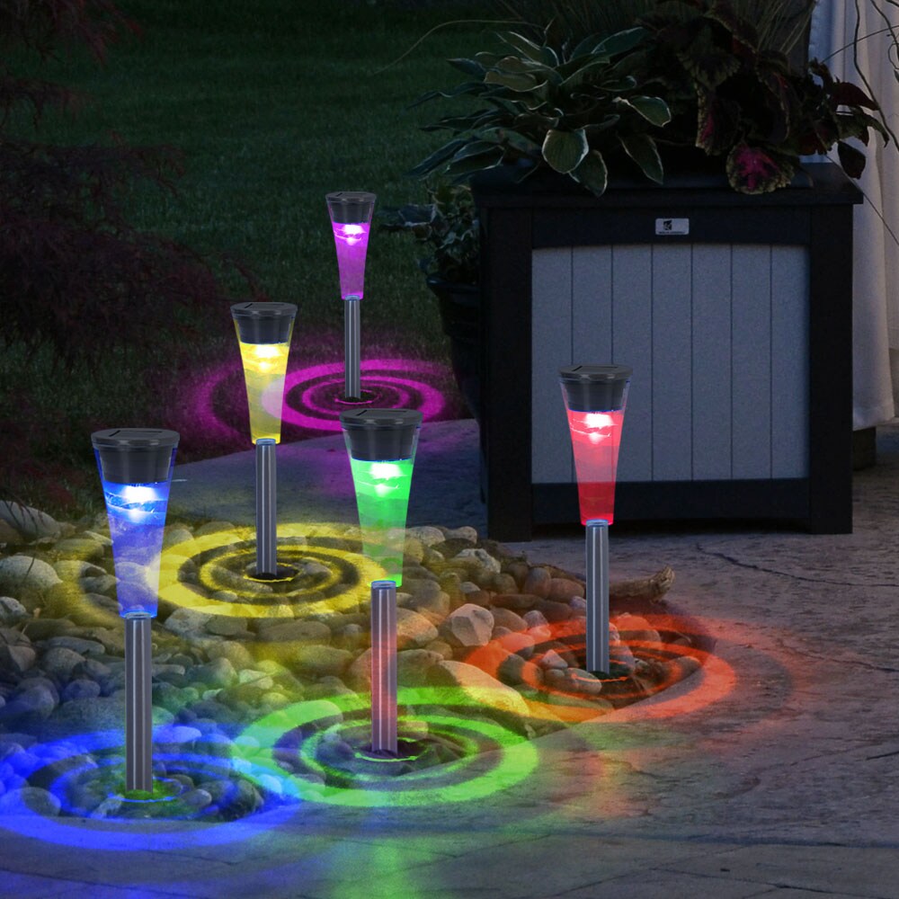 5er Set RGB LED Solarleuchten aus Edelstahl mit Farbwechsler
