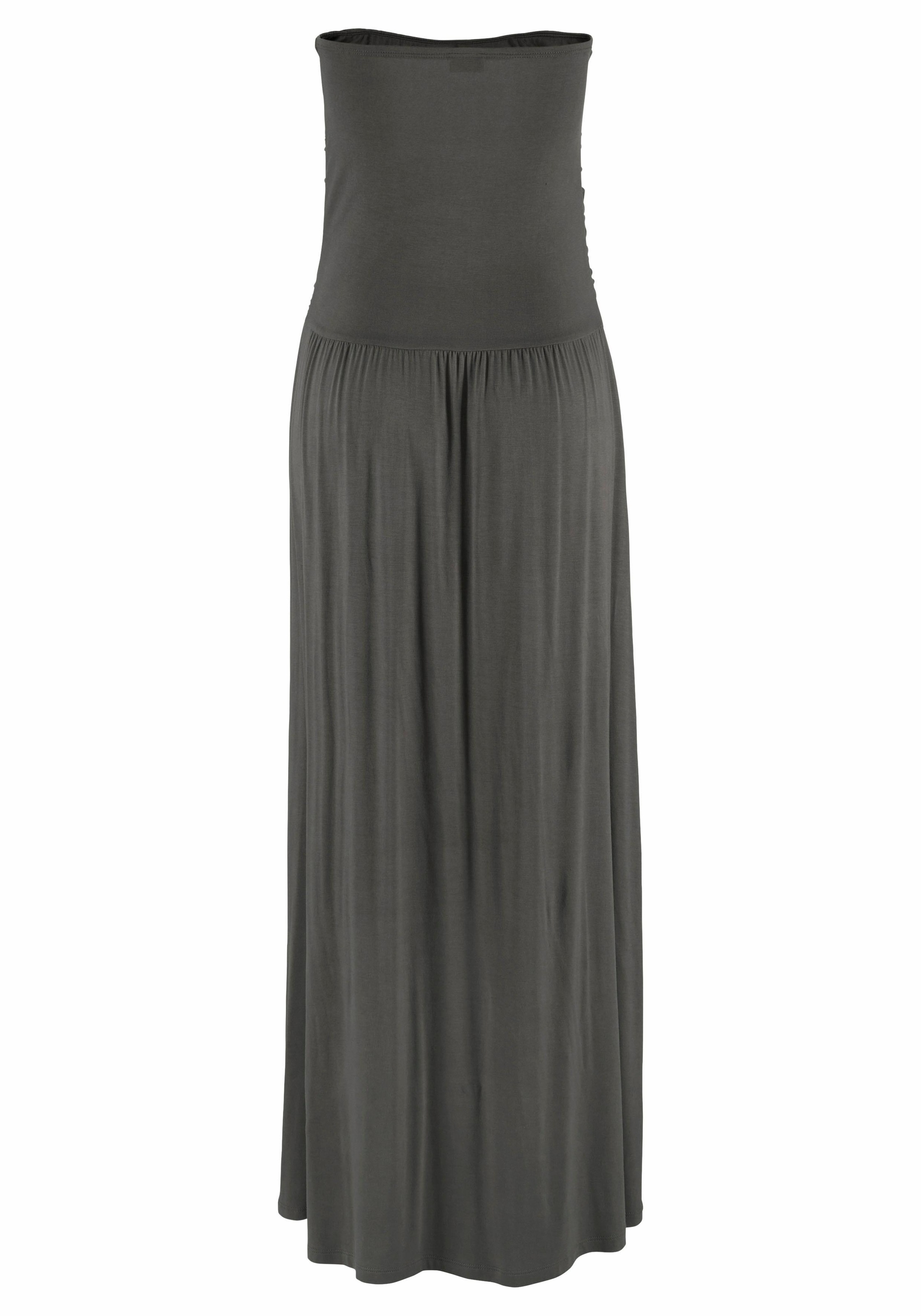 LASCANA Maxikleid Eingrifftaschen mit schmalem Oberteil und Taschen, schulterfrei, Sommerkleid, Basic