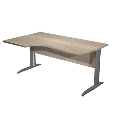 Bureau compact Trend - retour à gauche avec pieds métal en L (sans pied de renfort) - L160 - plateau imitation chêne canadien - pied métal anthracite