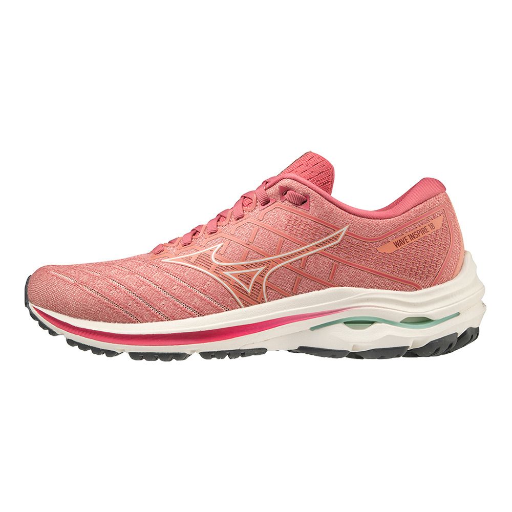 Mizuno WAVE INSPIRE 18 - Chaussures running Femme rosette/snoww/garnetr