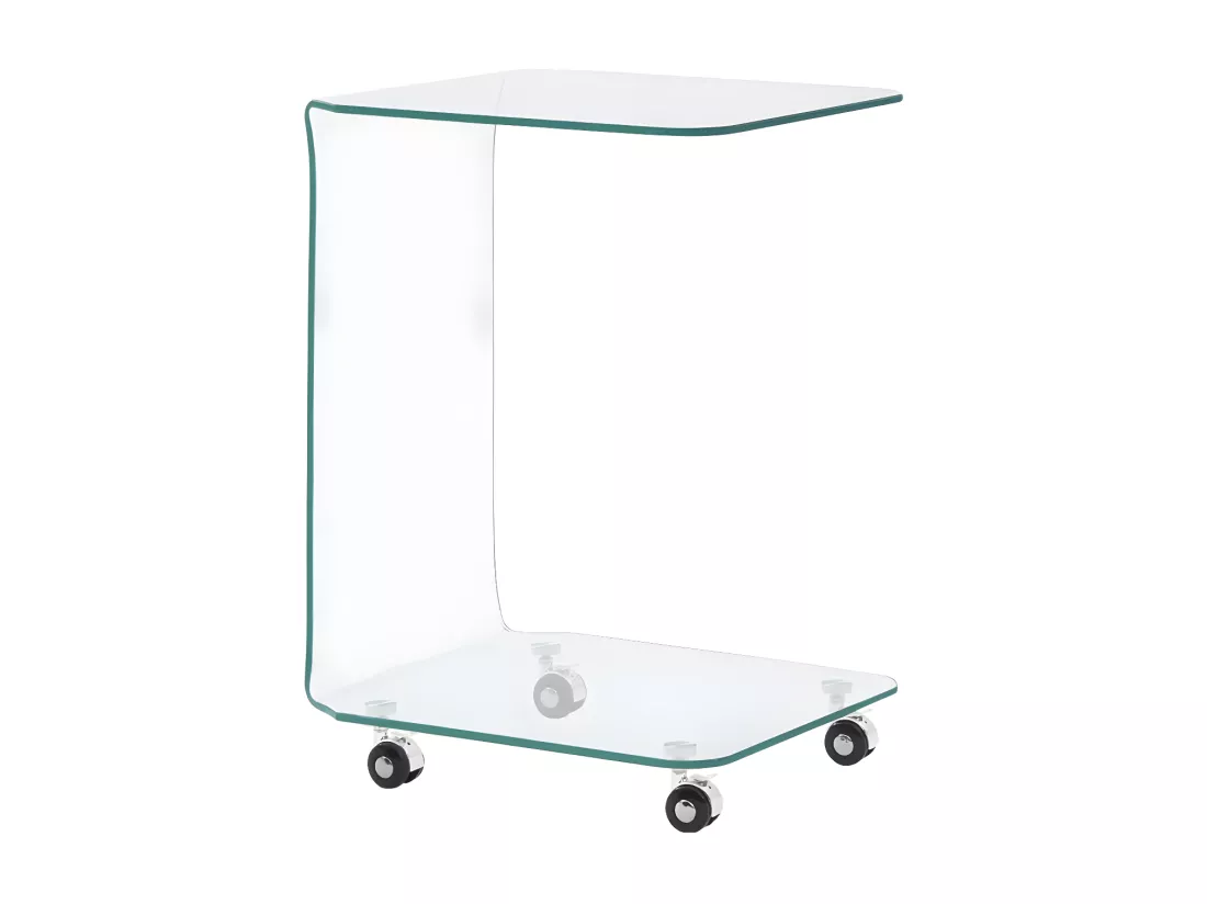 Table d'appoint sur roulettes verre trempé transparent Niu