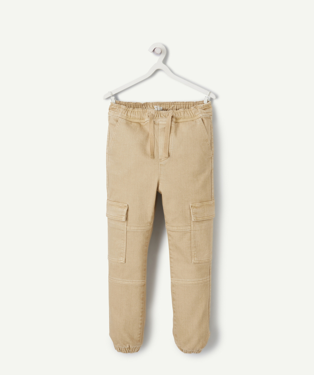 PANTALON SLIM CARGO GARÇON BEIGE