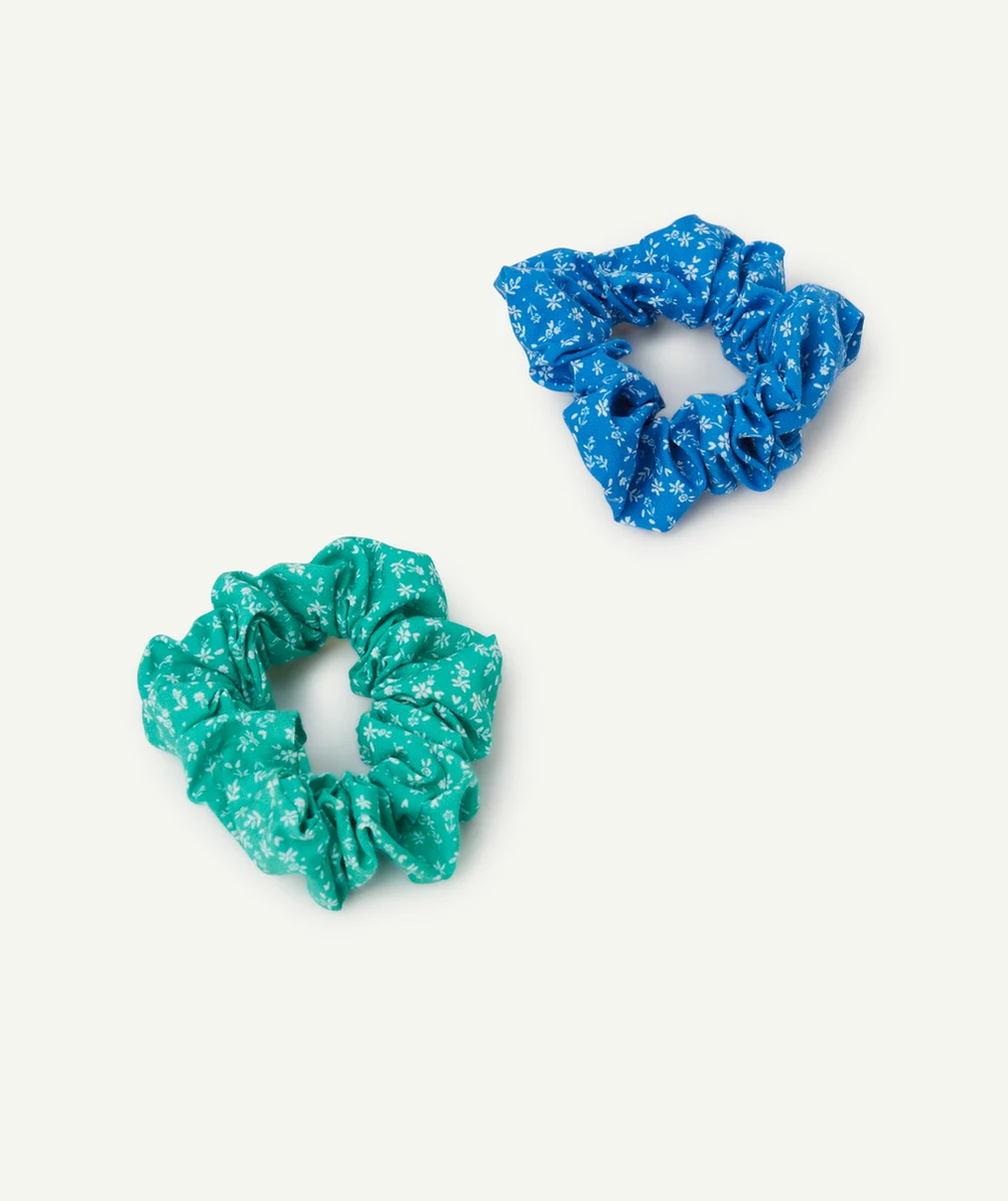 lot de 2 chouchous fille vert et bleu avec imprimé à fleurs