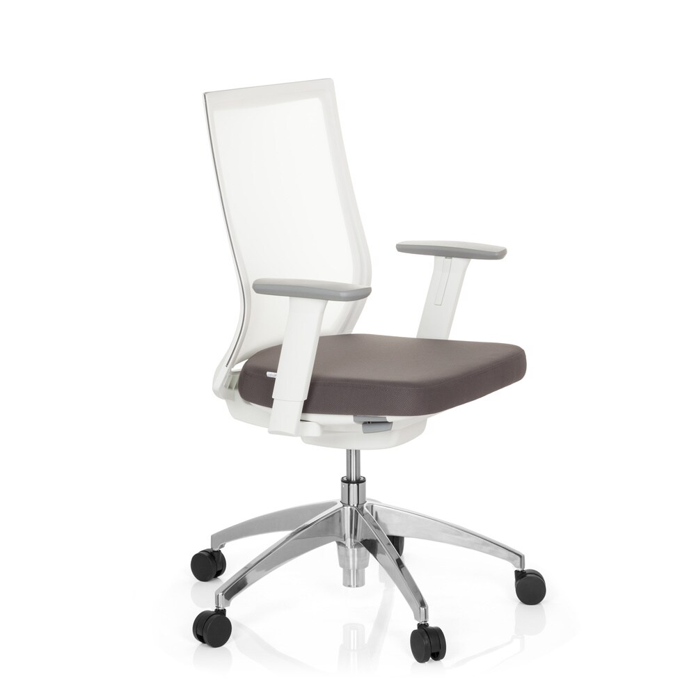 Profi Bürostuhl ASPEN WHITE Stoff/Netzstoff mit Armlehnen (höhenverstellbar) hjh OFFICE