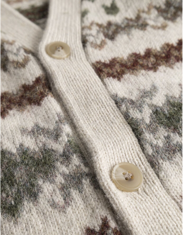 Les Deux Hordur Fair Isle Cardigan Beige