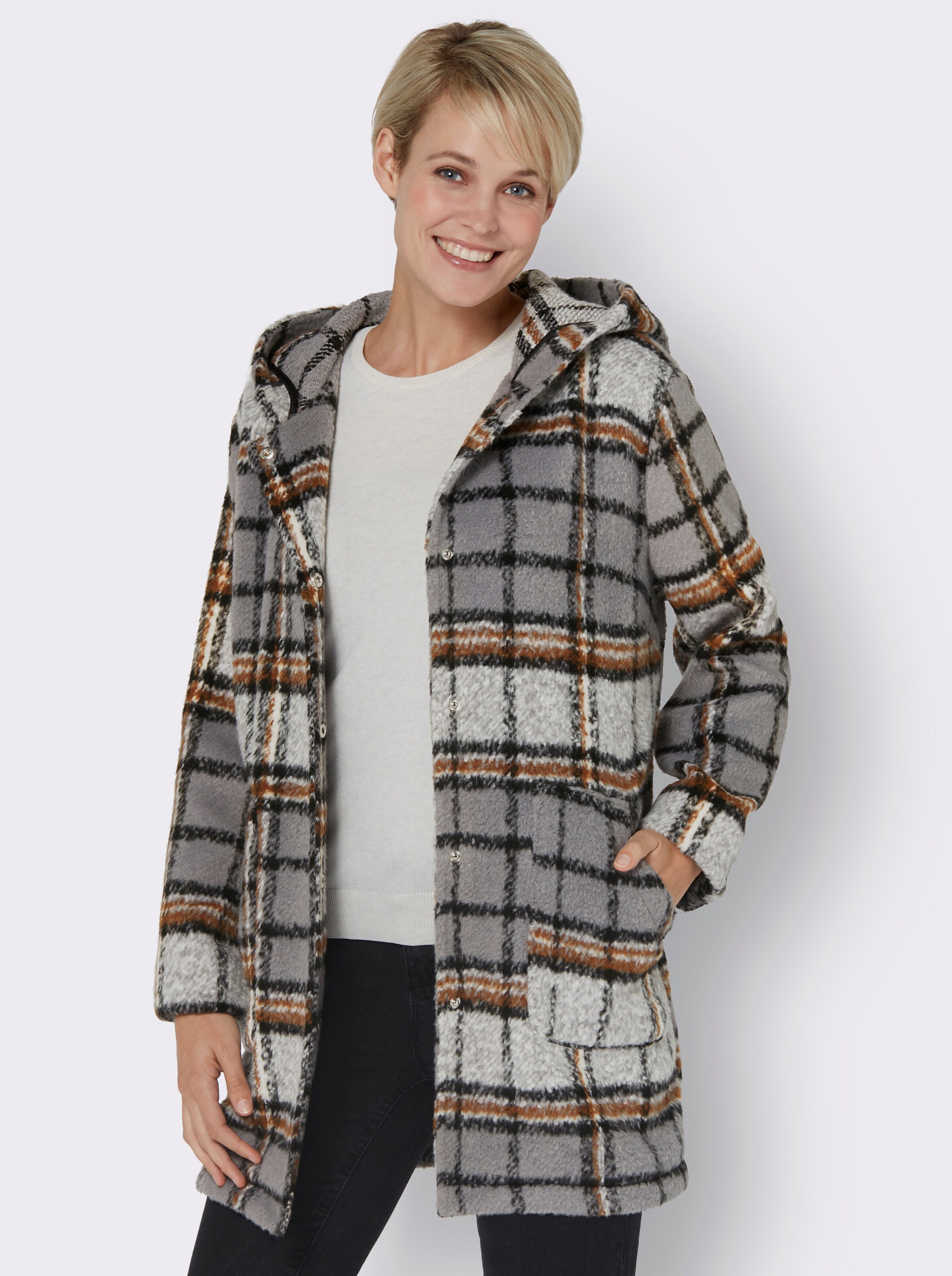 Longjacke mit Druckknopf-Leiste