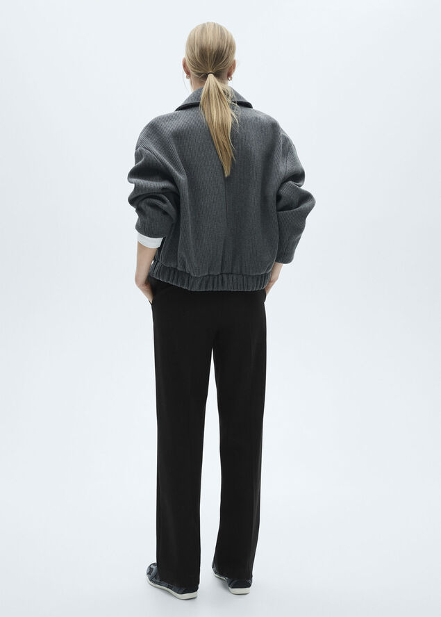 MANGO Flowy straight-fit trousers Black