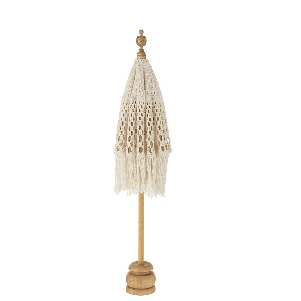 Parasol macrame en coton blanc avec support petite taille