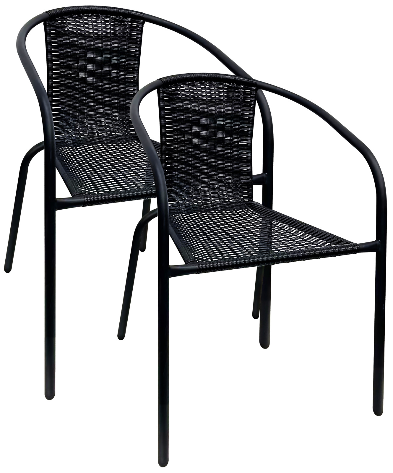 2er-Set Stapelstuhl GALONA - schwarz - Rattan