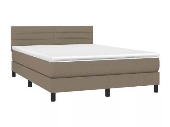 Sommier tapissier avec matelas et LED Taupe 140x190 cm Tissu