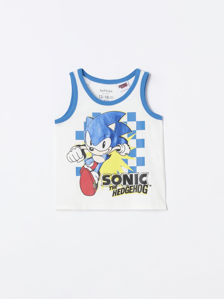 Conjunto Sonicñ de camiseta e bermuda - Off White