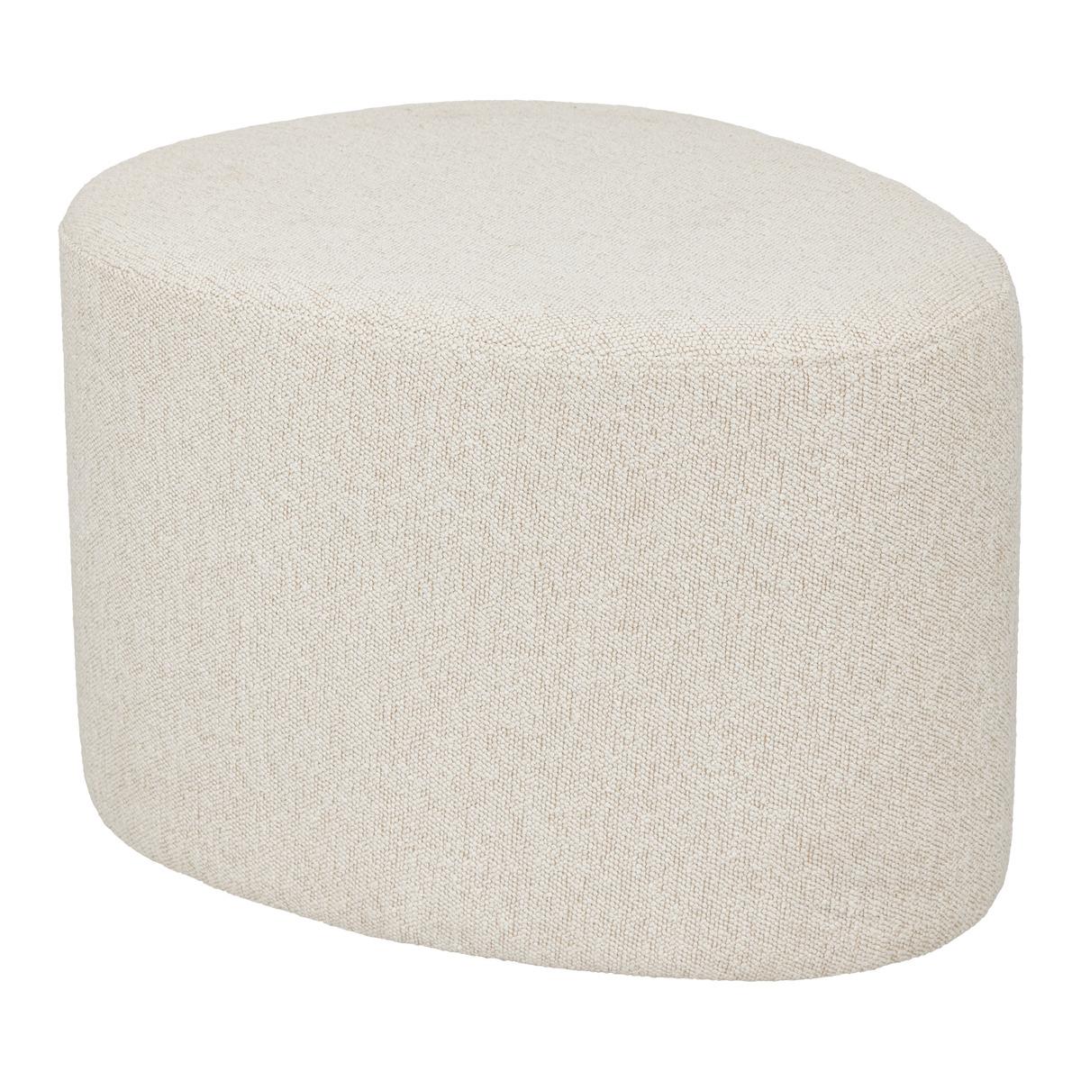 POUF GALET BOUCLETTE ESTRIA BLANC IVOIRE D.47X38CM