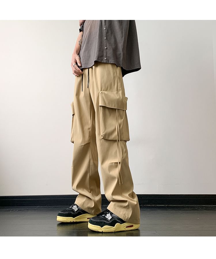 Breeson - Low Rise Plain Wide Leg Cargo-broek