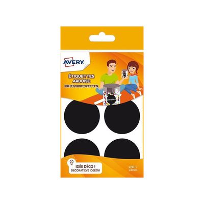 Avery - 30 Étiquettes ardoise rondes noir - diamètre 48 mm
