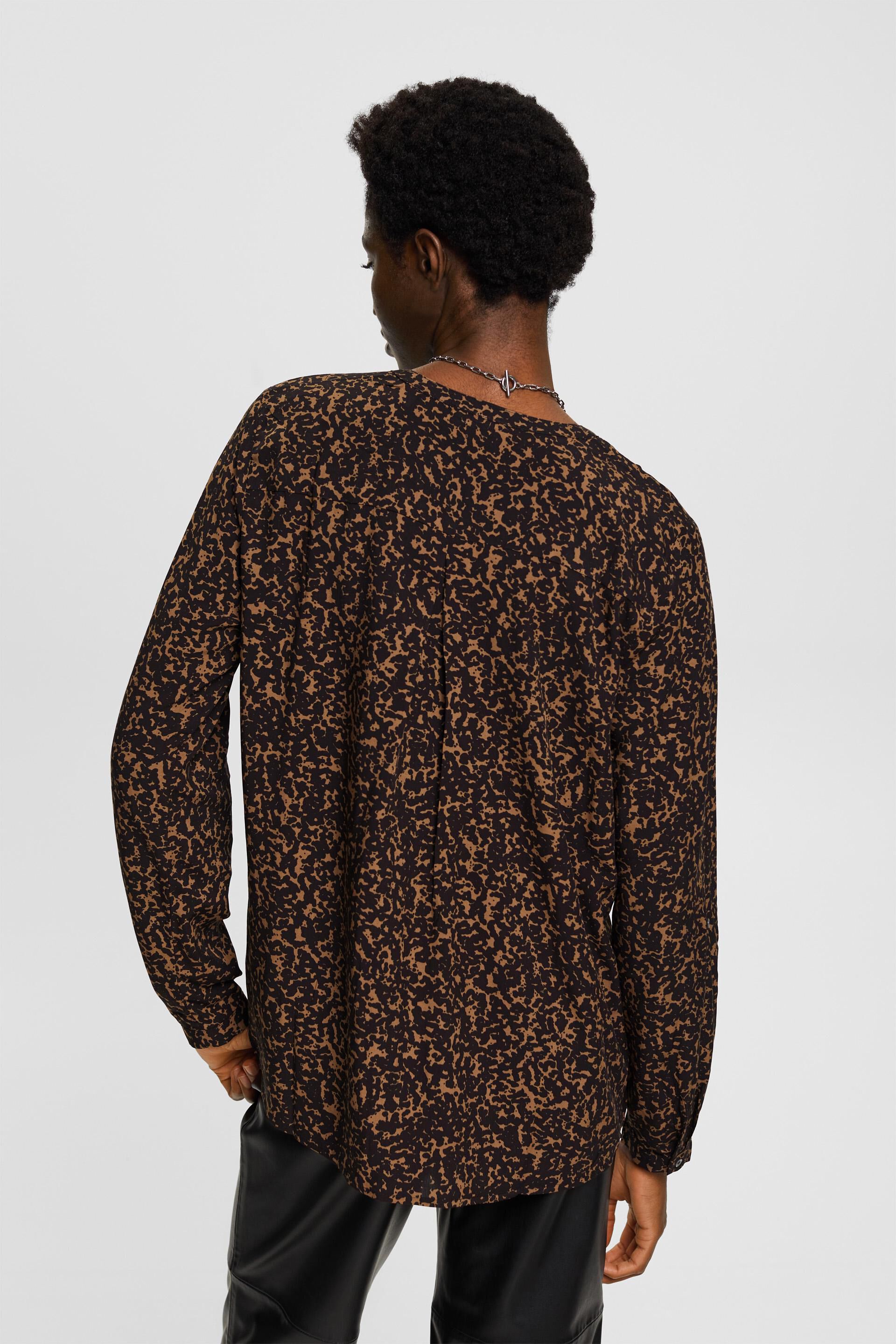 Blouse à encolure fendue animée d'un motif, LENZING™ ECOVERO™