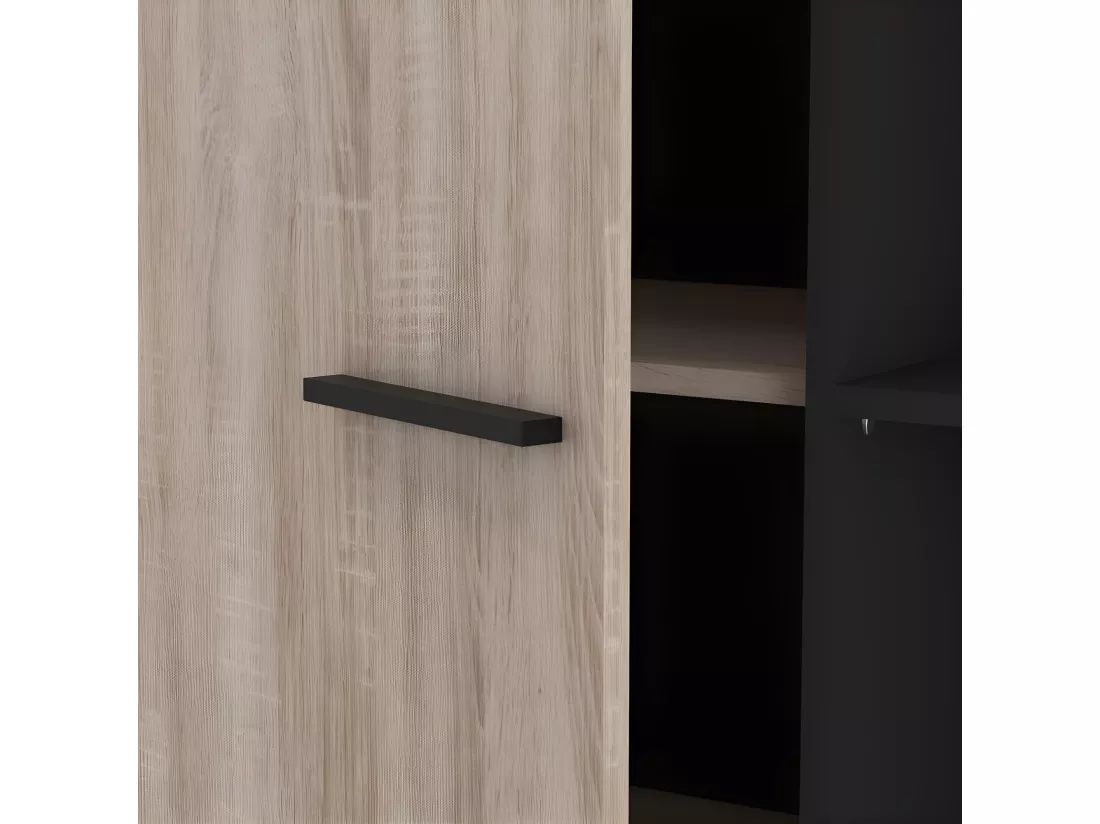 Vaisselier 1 porte 4 niches Chêne/Noir - AVIGNON - L 83 x l 39 x H 154 cm