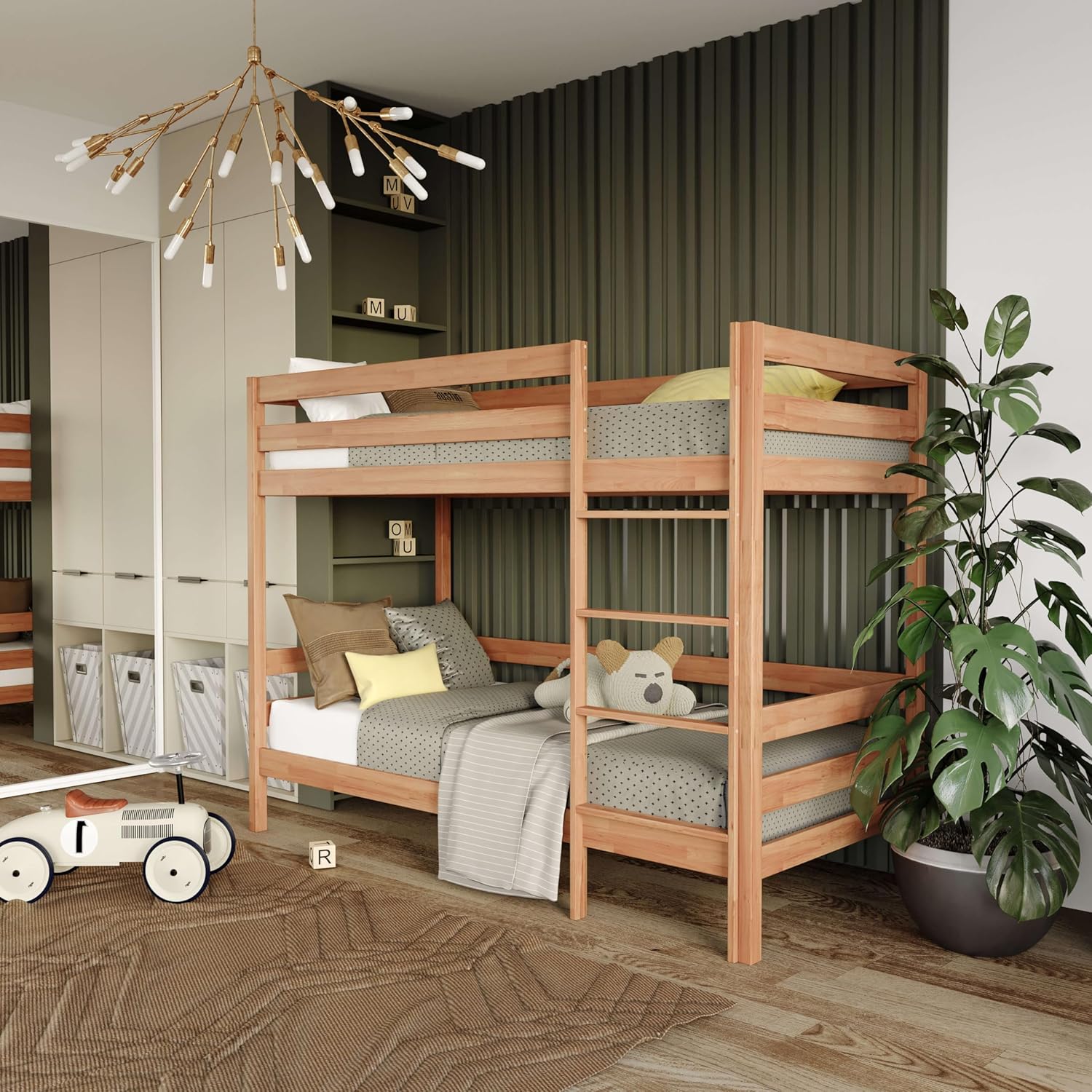 Krok Wood Etagenbett Kinderbett Doppelbett Jugendbett Sydney aus Massivholz in Buche 90×200×160 cm QT8892734