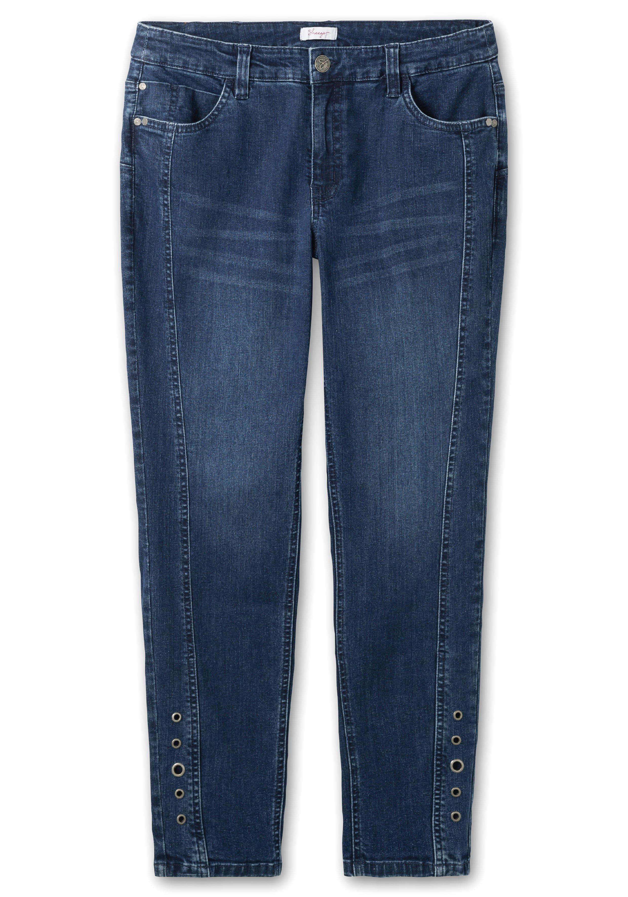 Schmale Jeans mit Zierösen, in Five-Pocket-Form