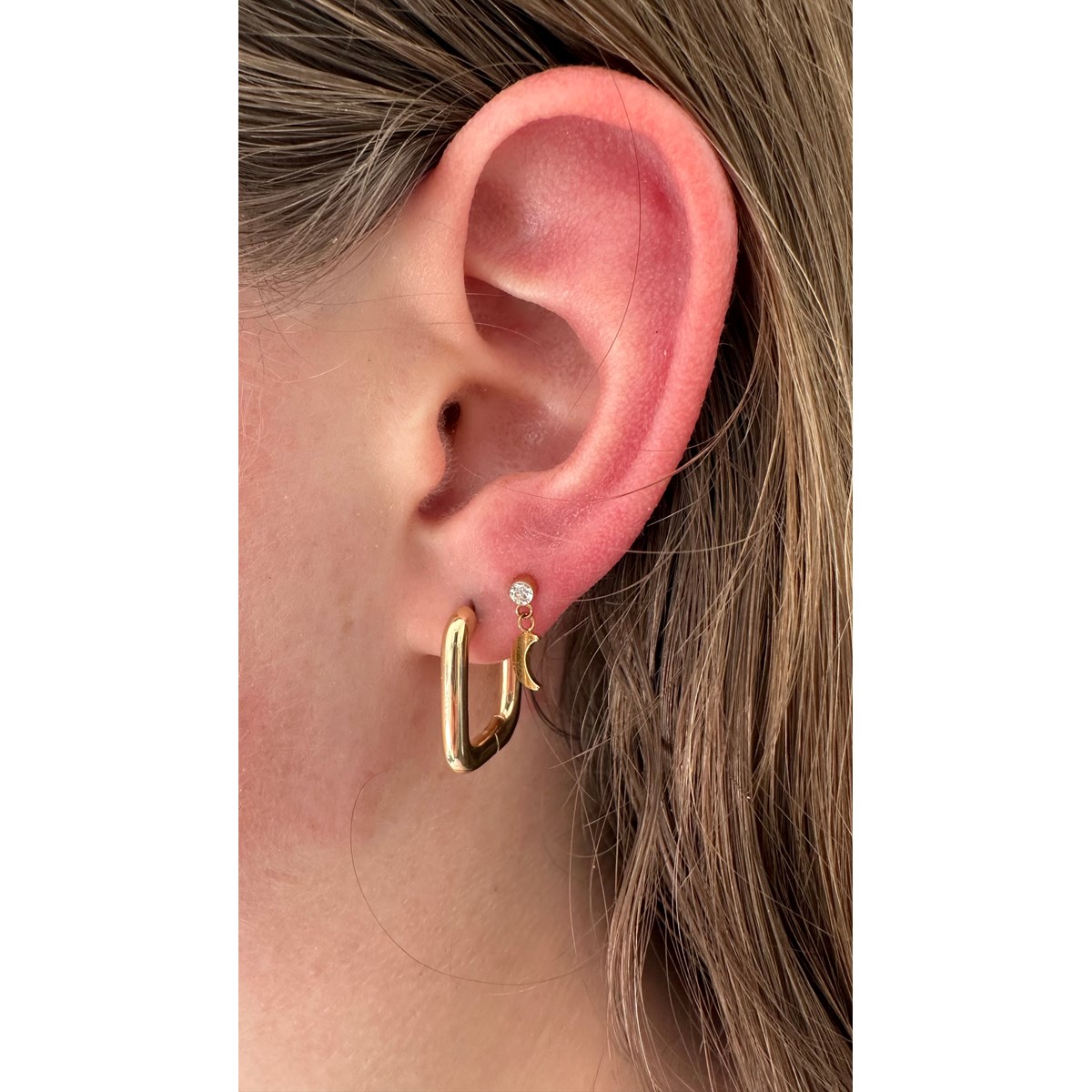 Boucles d'oreilles anneaux carrés Ambre