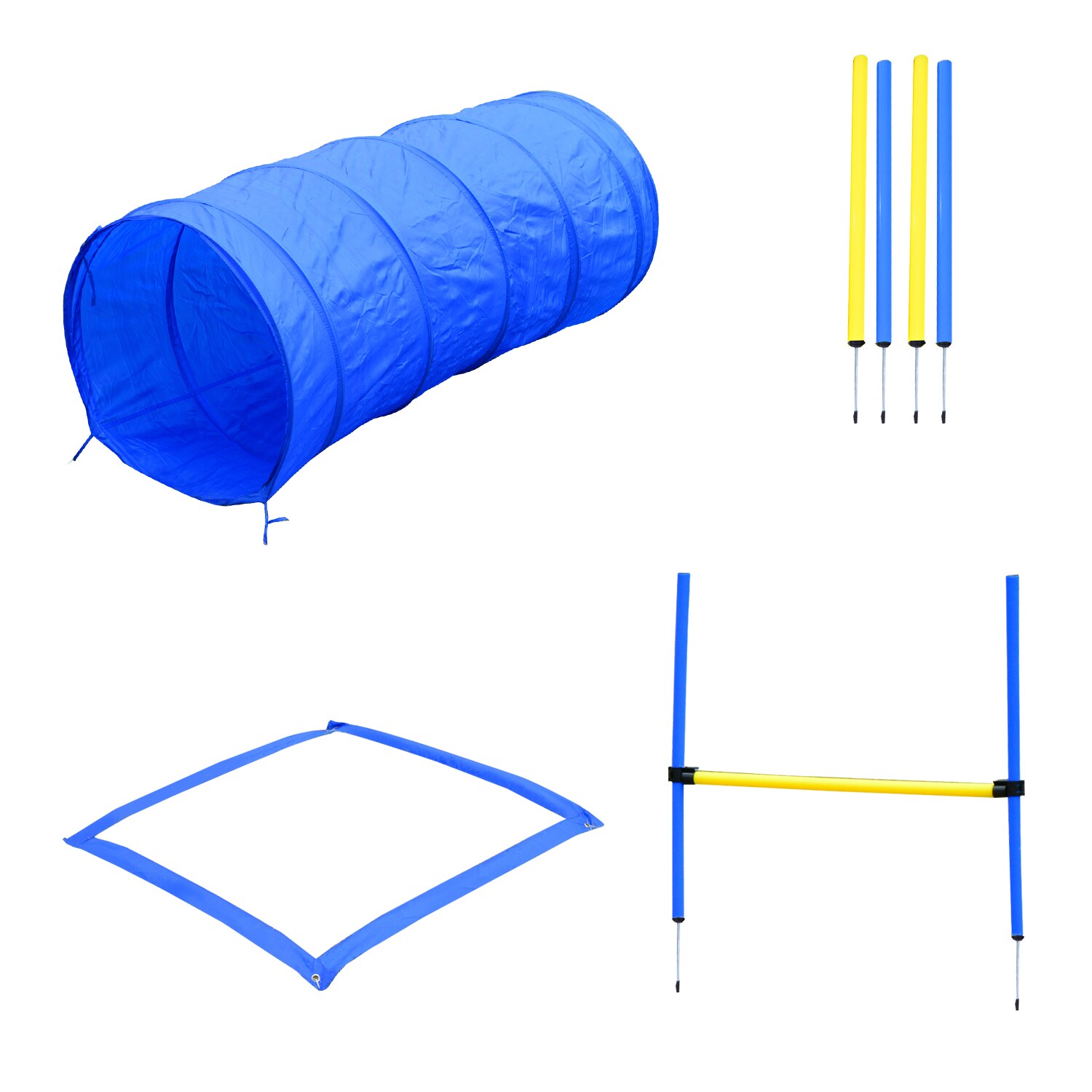 PawHut Hund Agility Set inkl. Tragetasche gelb, blau