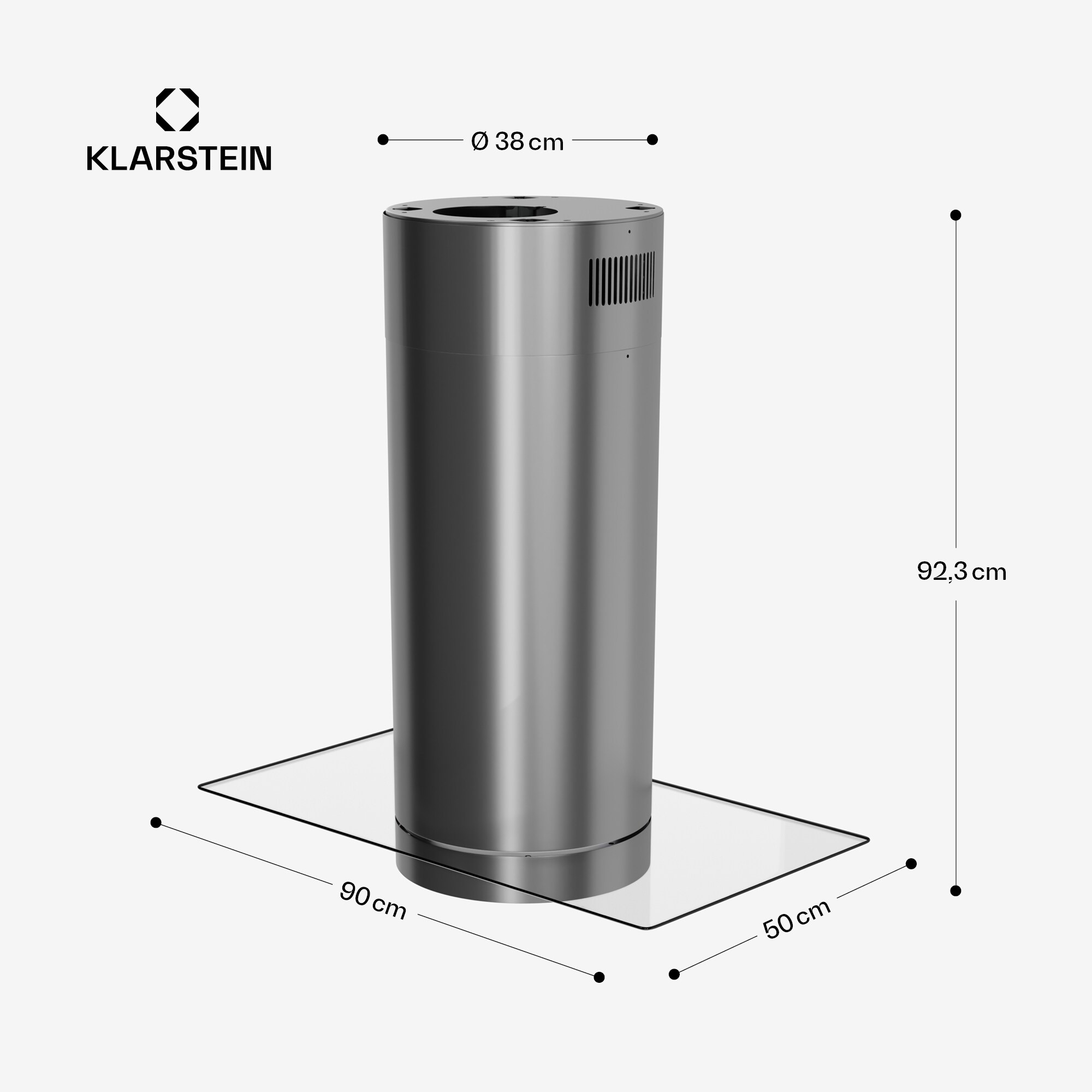 Beretta Premium Inselabzugshaube App Ab-/Umluft 544m³/h LED Aktivkohlefilter Edelstahl