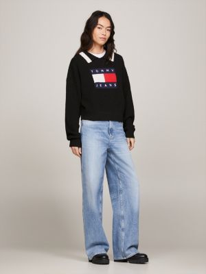 Blusa cropped quadrada com distintivo de bandeira