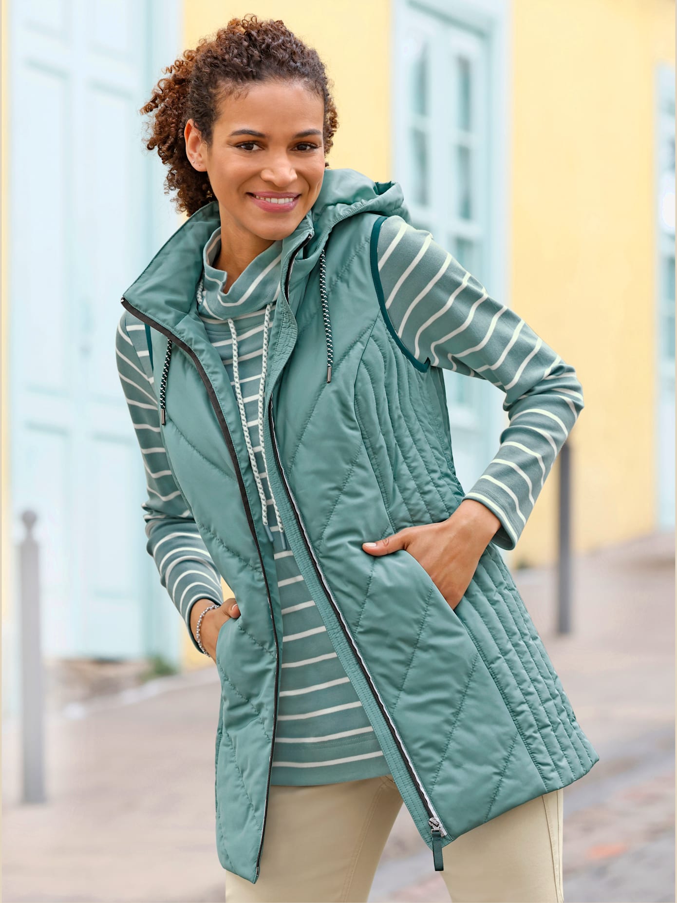 Gilet matelassé long longueur amovible