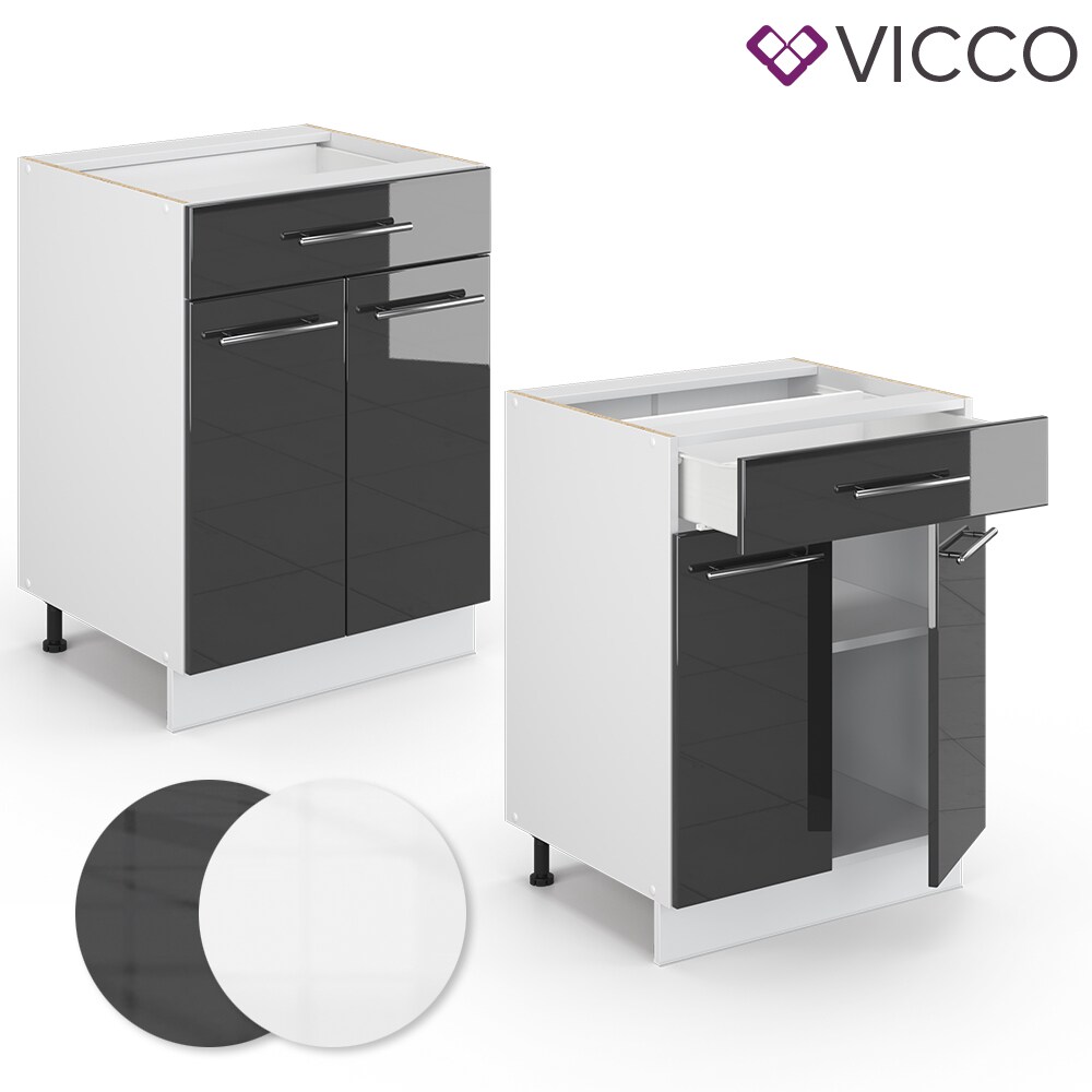 VICCO Schubunterschrank 60 cm Anthrazit Küchenzeile Unterschrank Fame