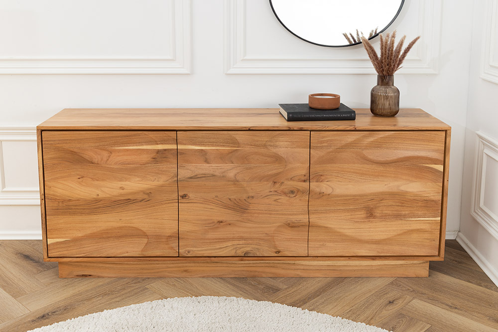 Massives Sideboard DESERT 160cm sand beige Akazienholz 3D-Front