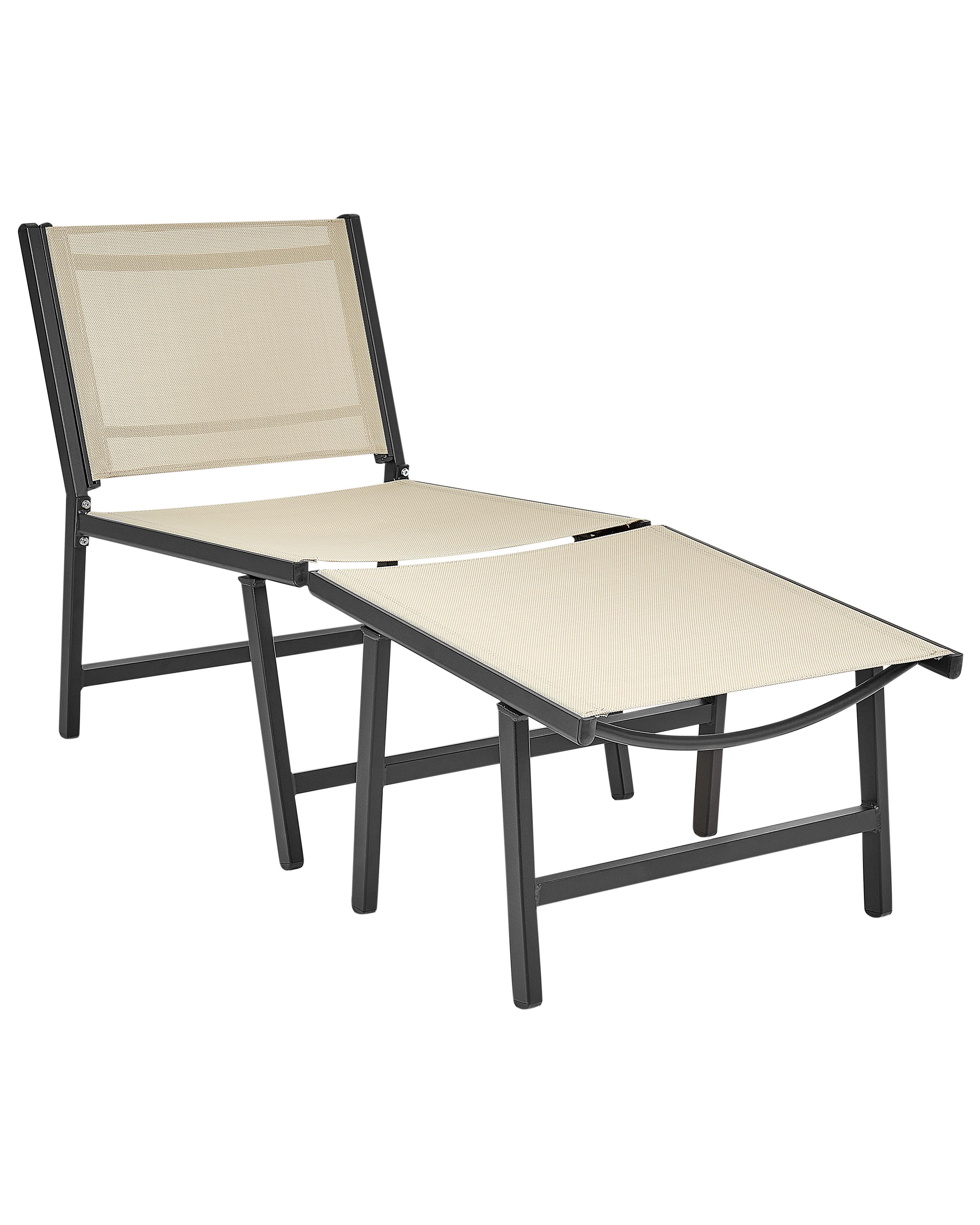 Set van 2 tuinstoelen MARCEDDI met voetenbank Metaal Beige