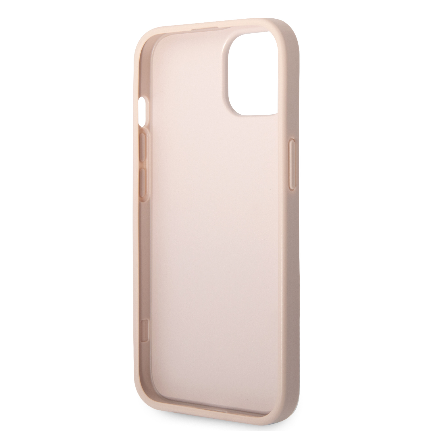 iPhone 14 Leder Hardcase Hülle Metall Logo (GUHCP14S4GMGPI) - Rosa / Gold