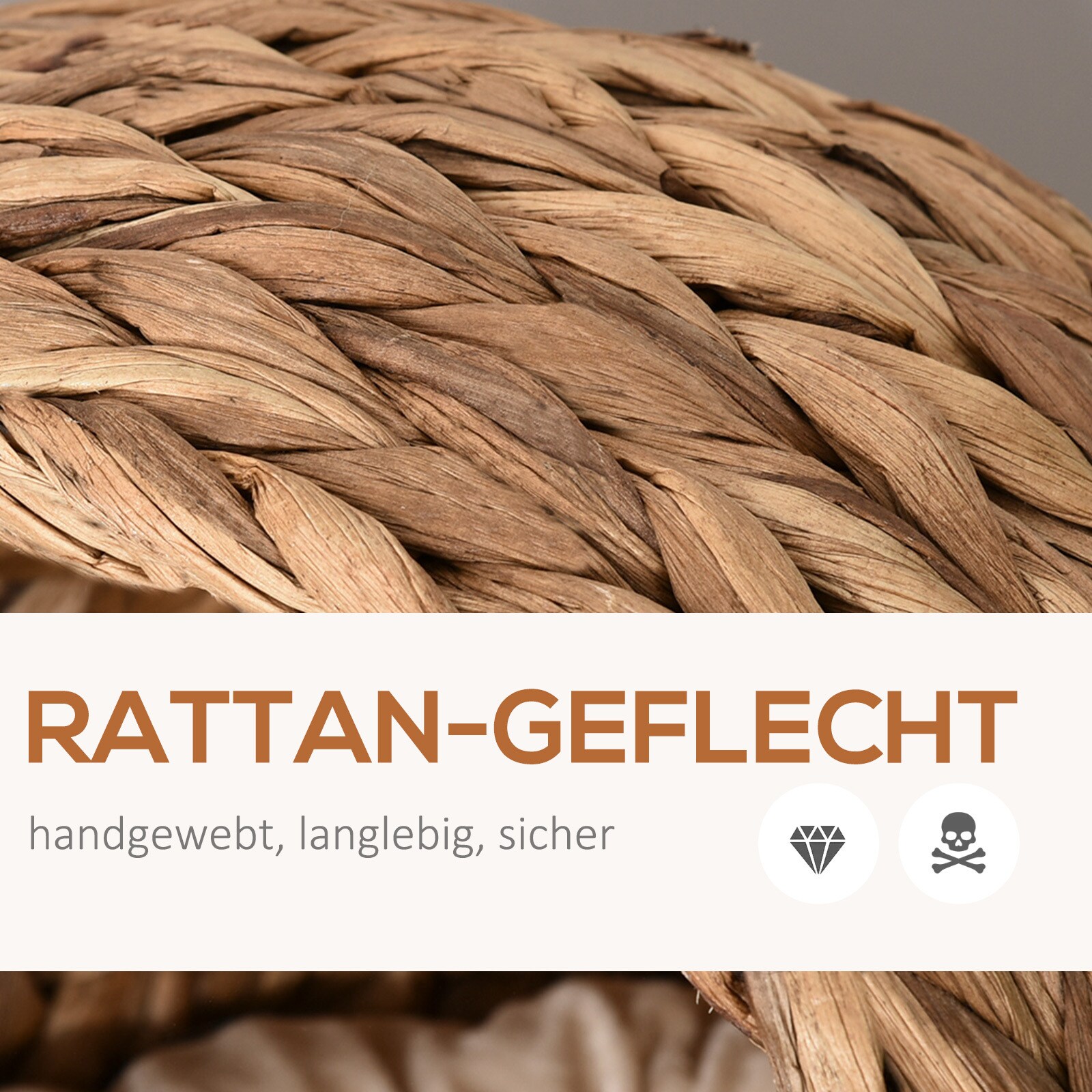 PawHut Katzenhaus aus Rattangeflecht 50 x 42 x 60 cm (BxTxH)